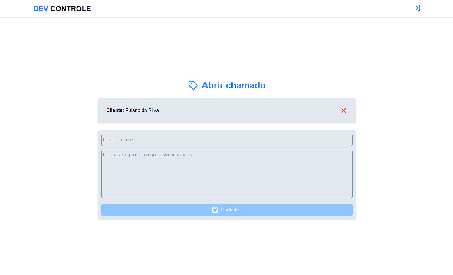 Tela do projeto Dev Controle